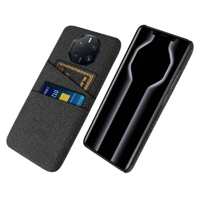 For Huawei Mate 50 RS Porsche Design 4G Drop Proof Cloth Texture Phone Case Dual Card Slots PC Protective Back Cover - Black