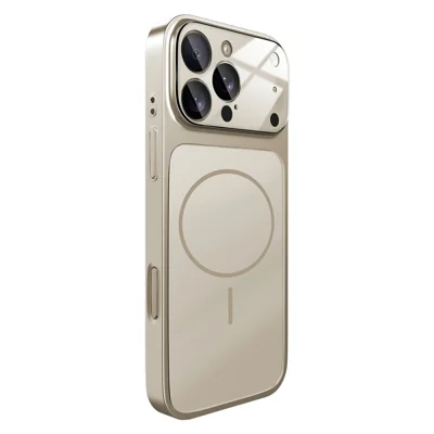 For iPhone 17 Pro Magnetic Case Ultra Thin PC Phone Cover with Matte Corning Gorilla Glass Lens Protector - Titanium Grey