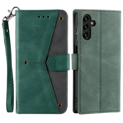 Für Samsung Galaxy S26 / S26 Pro Lederetui Splicing Steppnaht Brieftasche Handyhülle mit Handgelenkschlaufe - Grün