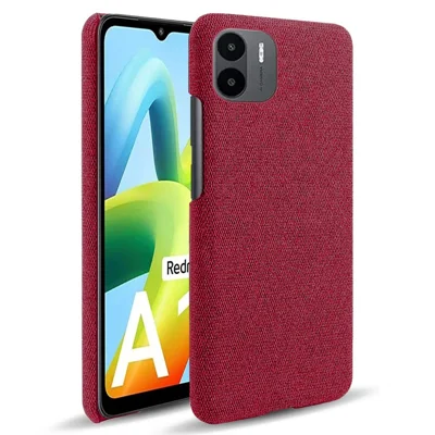 Funda resistente a golpes para Xiaomi Redmi A1 4G / A2 4G, funda anticaídas con textura de tela, color sólido, carcasa protectora de policarbonato duro - Rojo