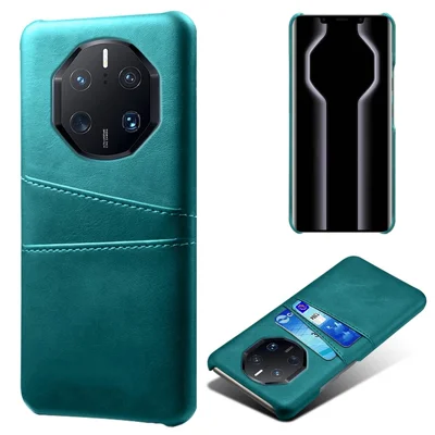 For Huawei Mate 50 RS Porsche Design 4G Phone Case with Dual Card Slots, Shockproof PU Leather Coated Hard PC Cover - Green