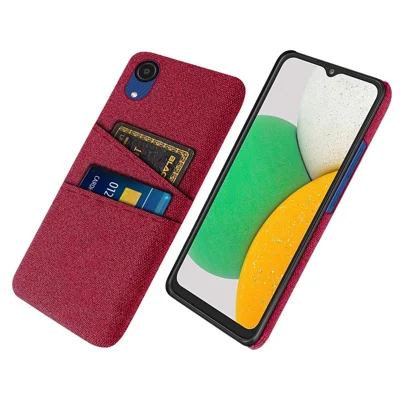 For Samsung Galaxy A23e Anti-scratch Cloth Texture Phone Case Dual Card Slots PC Protective Back Cover - Red