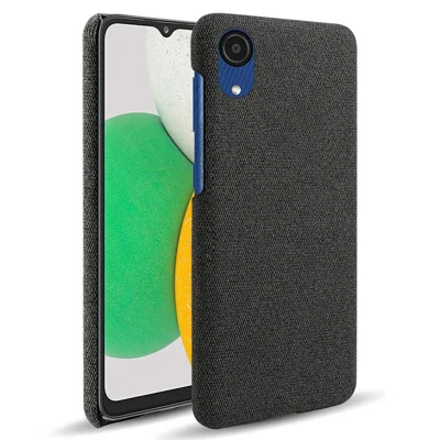 For Samsung Galaxy A23e Anti-scratch Mobile Phone Case Shell Solid Color Hard PC+Cloth Phone Cover - Black