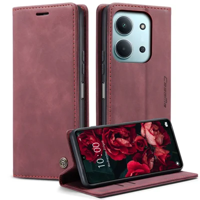 For Xiaomi Redmi 15C 5G (EU) (173mm) / Xiaomi Redmi 15C 4G (EU) (173mm) Wallet Case CASEME 013 Series PU Leather Phone Cover Stand - Rood