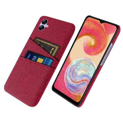 For Samsung Galaxy A04 4G (164.4 x 76.3 x 9.1 mm) Cloth Texture Phone Case Dual Card Slots Bump Proof PC Protective Back Cover - Red