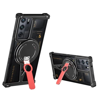 Магнитный чехол для ZTE nubia Red Magic 10 Pro 5G / 10 Prо+ 5G / 10S Pro 5G / 10S Pro+ 5G / 9 Pro 5G / 9 Pro+ 5G / 9S Pro 5G / 9S Pro+ 5G Kickstand Frameless Phone Cover - Черный