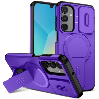 For Samsung Galaxy A16 5G / 4G Case Kickstand Camera Slider PC + TPU Phone Cover Magnetic Case - Purple