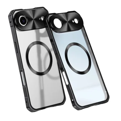 Für iPhone Air Case kompatibel mit MagSafe Hartmetall-Rahmen Mattierte Telefon-Rückabdeckung - Dunkelgrau