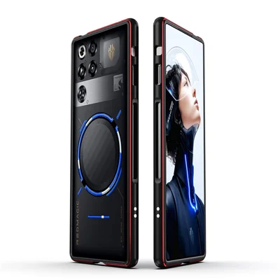 ZTE nubia RedMagic 11 Pro 5G / 11 Pro+ 5G Stoßfänger Hülle Zweifarbiger Metallrahmen Handyhülle mit Schraubverschluss - Schwarz / Rot