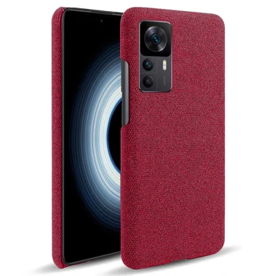 For Xiaomi Redmi K50 Ultra 5G / 12T 5G / 12T Pro 5G Solid Color Hard PC + Cloth Phone Case Non-Slip Grip Ultra Thin Cover - Red
