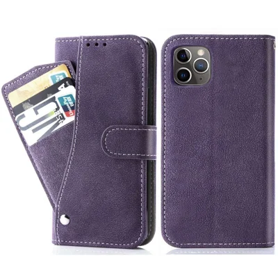 Für iPhone 16 Pro Hülle Retro PU Leder Geldbörse Handyhülle mit drehbaren Kartenfächern - Lila