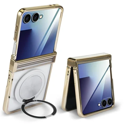 Для Motorola Razr 60 Ultra 5G Магнитный чехол CD Vein Вращающаяся подставка Электрохимическое покрытие ПК Чехол для телефона - Золотой