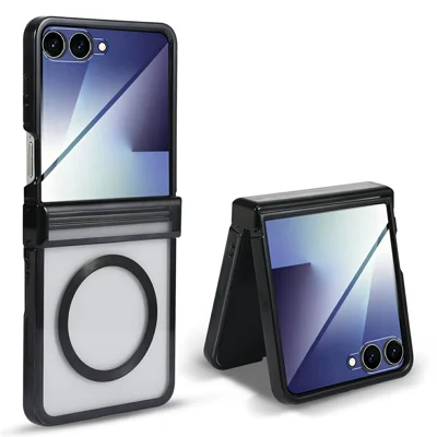 Чехол для Motorola Razr 60 с магнитным покрытием, электропокрытием, CD-узором, ПК-корпусом и закаленной стеклянной пленкой для экрана - черный
