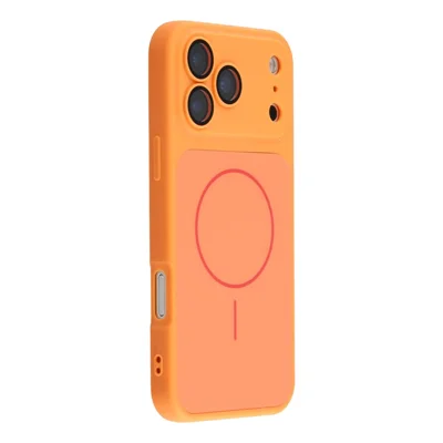 For iPhone 18 Pro / 17 Pro Case Compatible with MagSafe Skin Touch TPU PC Phone Back Cover with Camera Lens Protector - Orange