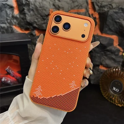 For iPhone 17 Pro Max Magnetisk Case Orange Syntetisk Fiber + PC Telefon Bagdæksel - Vinter Sne