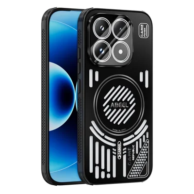 ABEEL For Xiaomi 17 Magnetic Case Aluminium Alloy + PC + TPU Hollow Heat Dissipation Phone Cover - Black