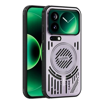 ABEEL For Xiaomi 17 Pro Magnetic Case Aluminium Alloy + PC + TPU Hollow Heat Dissipation Phone Cover - Light Purple