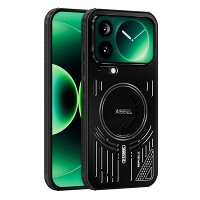ABEEL For Xiaomi 17 Pro Max Magnetic Case Aluminium Alloy + PC + TPU Hollow Heat Dissipation Phone Cover - Black