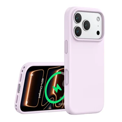 For iPhone 18 Pro Max / 17 Pro Max Magnetic Case PC + Liquid Silicone Anti-Scratch Phone Cover - Purple