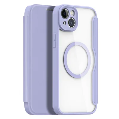 For iPhone 14 Plus Leather Case DUX DUCIS Skin X Pro Series Flip Cover Compatible with MagSafe - Purple