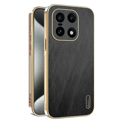 KADEM Pour OnePlus 15 5G Étui Texture en Soie Électroplaquée PU + TPU Housse Arrière de Téléphone - Noir