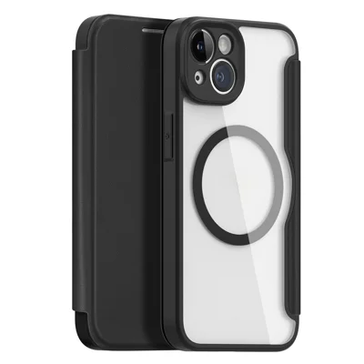 Für iPhone 14 PU-Lederhülle DUX DUCIS Skin X Pro Serie Flip Cover kompatibel mit MagSafe - Schwarz
