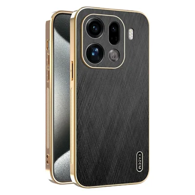 KADEM för Oppo Find X9 Pro 5G skal Elektropläterat Skal med Silkliknande Struktur i PU + TPU Telefonbaklås - Svart