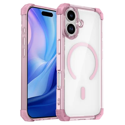 Hoesje voor iPhone 17 Compatibel met Magsafe TPU + PC Transparant Hoesje - Transparant Roze