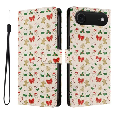 iPhone Air Case Weihnachtsthema Muster Drucken PU Leder Geldbörse Handyhülle mit Handgelenkriemen - Weihnachtsmann