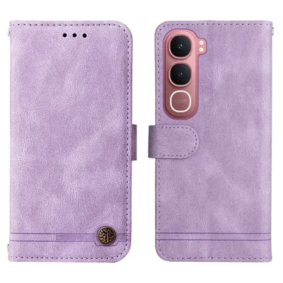 For vivo Y21d / vivo Y31 5G Leather Wallet Cases Skin Touch Phone Cover Stand with Strap - Purple