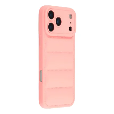Capa de TPU para iPhone 17 Pro Max Down Jacket Design Shock-Absorbent Phone Protector - Rosa