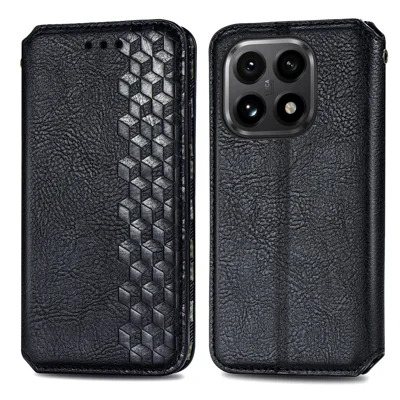 Funda para Xiaomi 15T - Impresión de Rombo, Antiarañazos, Cuero PU, Funda de Cartera para Teléfono - Negro