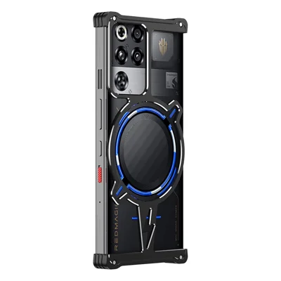Бампер-чехол для ZTE nubia Red Magic 10 Pro 5G / 10 Pro+ 5G / 10S Pro 5G / 10S Pro+ 5G / 9 Pro 5G / 9 Pro+ 5G / 9S Pro 5G / 9S Pro+ 5G Безрамочный металлический чехол для телефона - чёрный / серебристый