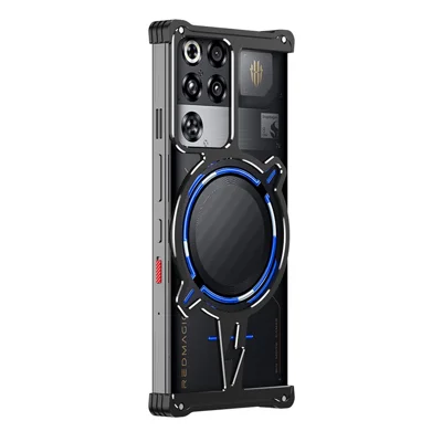 Magnetische Stoßstangenhülle für ZTE nubia Red Magic 10 Pro 5G / 10 Pro+ 5G / 10S Pro 5G / 10S Pro+ 5G / 9 Pro 5G / 9 Pro+ 5G / 9S Pro 5G / 9S Pro+ 5G Rahmenlos Handyhülle - Schwarz / Silber
