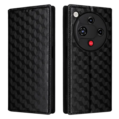 Capa de Couro com Impressão Romboidal para ZTE nubia Focus 2 5G - Preta