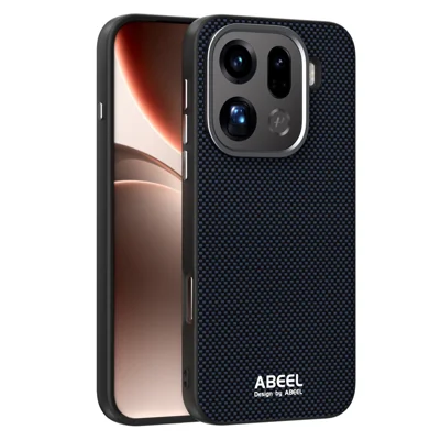 ABEEL Fodral för Oppo Find X9 Pro 5G Kompatibelt med MagSafe Tryckt PC TPU Aluminiumlegering Läder Mobilskal - Svart