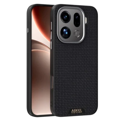 ABEEL For Oppo Find X9 Pro 5G Magnetic Case Textured Micro-Embossing Back Cover - Black