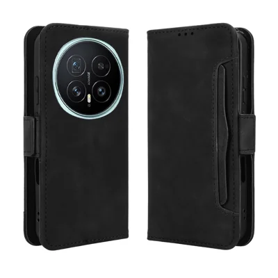 Voor Honor Magic8 5G Leren Hoesje Telefoonportemonnee met Meerdere Kaartvakken - Zwart