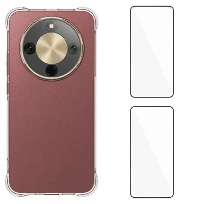 Til Honor X9d 5G / Honor X70 5G TPU-case WANLONFENG WL2-serie 2,0 mm telefondæksel med 2 stk. forstærket glasfilm - Transparent