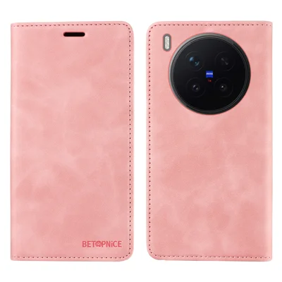 BETOPNICE For vivo X300 Pro 5G Case  Magnetic Closure RFID Blocking Wallet Stand Leather Phone Cover - Pink