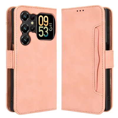 For Oukitel C62 / C62 Pro Leather Case Phone Wallet Cover with Multiple Card Slots - Pink