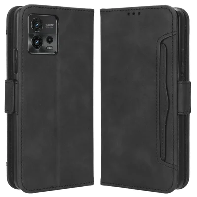Magnetic Closure Phone Case For Motorola Moto G72 4G, Anti-fall PU Leather Flip Wallet Cover Stand with Multiple Card Slots - Black