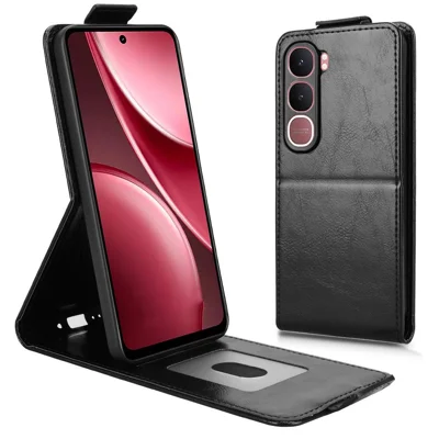 For vivo Y31 5G  /  Y21d Stand Case Magnetic Clasp Vertical Flip Leather Phone Cover with Card Holder - Black