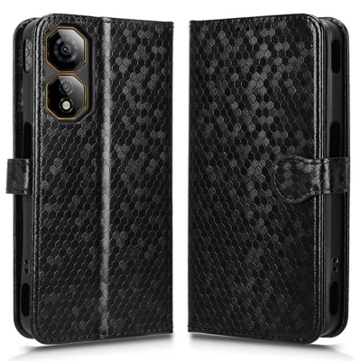For ZTE nubia Neo 2 5G Wallet Case Dot Pattern Imprint PU Leather Phone Cover with Wrist Strap - Black