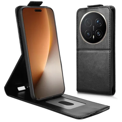 Capa de Couro Flip Vertical para Honor Magic8 Pro 5G com Suporte, Fecho Magnético e Porta-cartões - Preto