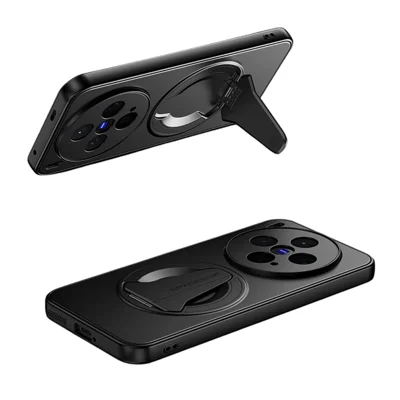 Für vivo X300 5G Hülle kompatibel mit MagSafe verstecktem Ständer Haut-Gefühl matte PC TPU Telefon-Rückseite-Abdeckung - Schwarz