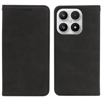 Per Xiaomi 17 Case Strong Magnetic Leather Wallet Phone Cover con Texture a Strisce - Nero