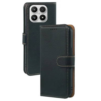 Custodia Xiaomi 17 RFID Blocking Wallet Litchi Texture Leather Phone Cover Magnetic Clasp - Nero