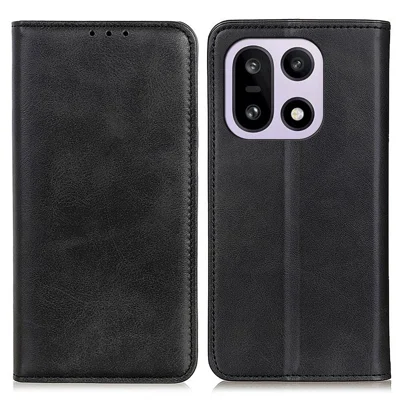 Voor OnePlus 15 5G Hoesje Gespleten Leren Flip Portemonnee Telefoonhoes - Zwart
