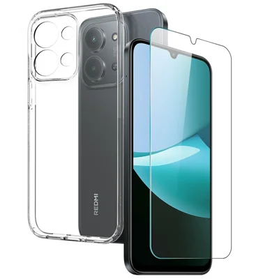 NORTHJO Handyhülle für Xiaomi Redmi 15C 4G (EU) (173mm) / 15C 5G (EU) (173mm) / Poco C85 4G (173mm) Weiche TPU-Klare Abdeckung mit gehärtetem Glas-Bildschirmschutz